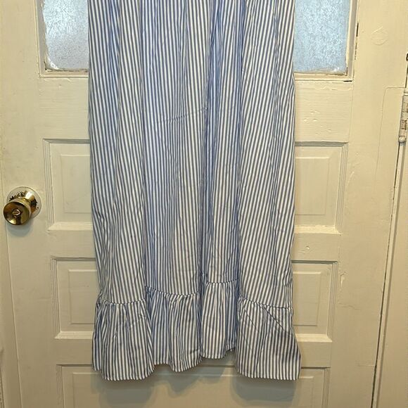 Women’s Blue and White Striped Midi Sundress Ruffled Shoulder Size 2XL - Picture 2 of 7